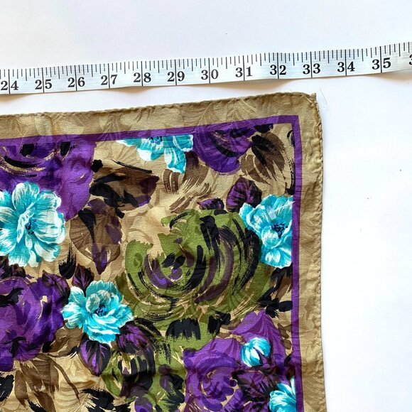 Vintage Carole Little 100% Silk Scarf Floral Square 33" - Picture 3 of 9